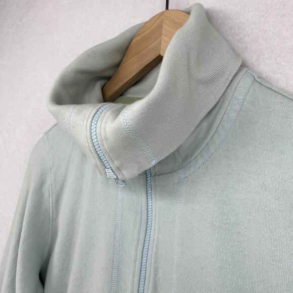 EILEEN FISHER Jacket M Heavy Brushed Jersey Organic Cotton Full Zip Light Blue - Picture 4 of 13